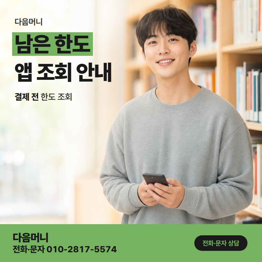 다음머니 용인카드깡 남은 한도